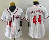 Women's Cincinnati Reds #44 Elly De La Cruz Number White With Patch Cool Base Stitched Jersey,baseball caps,new era cap wholesale,wholesale hats